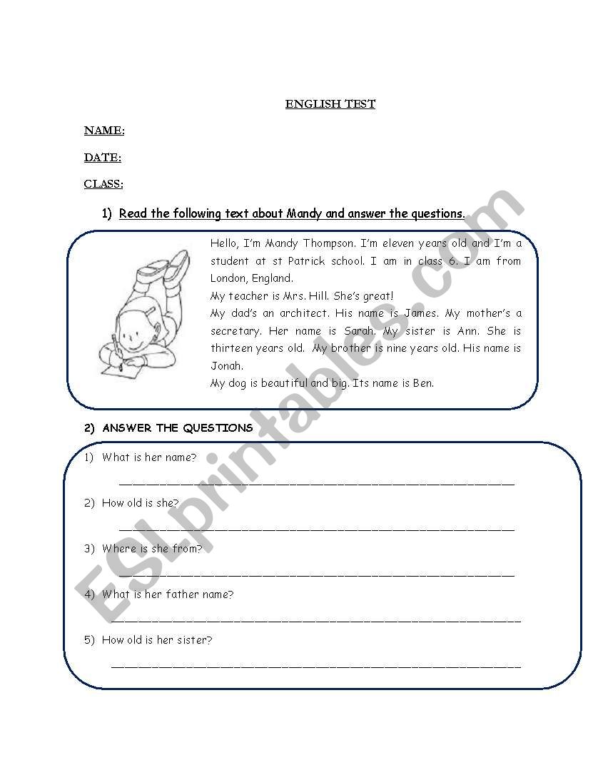 testing verb to be worksheet