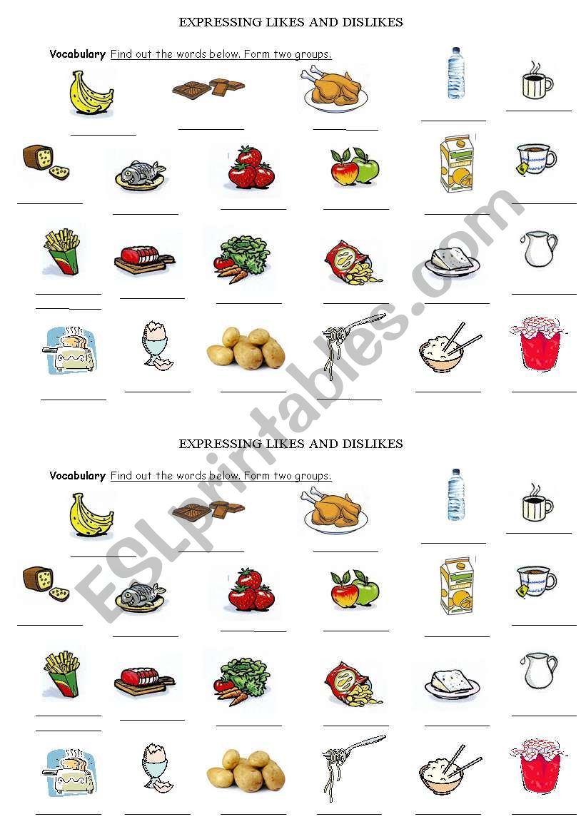 Vocabulary Food worksheet