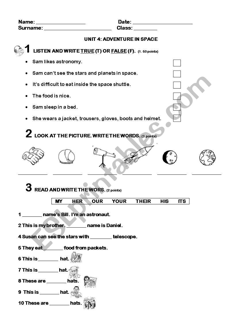 ADVENTURE IN THE SPACE!! worksheet