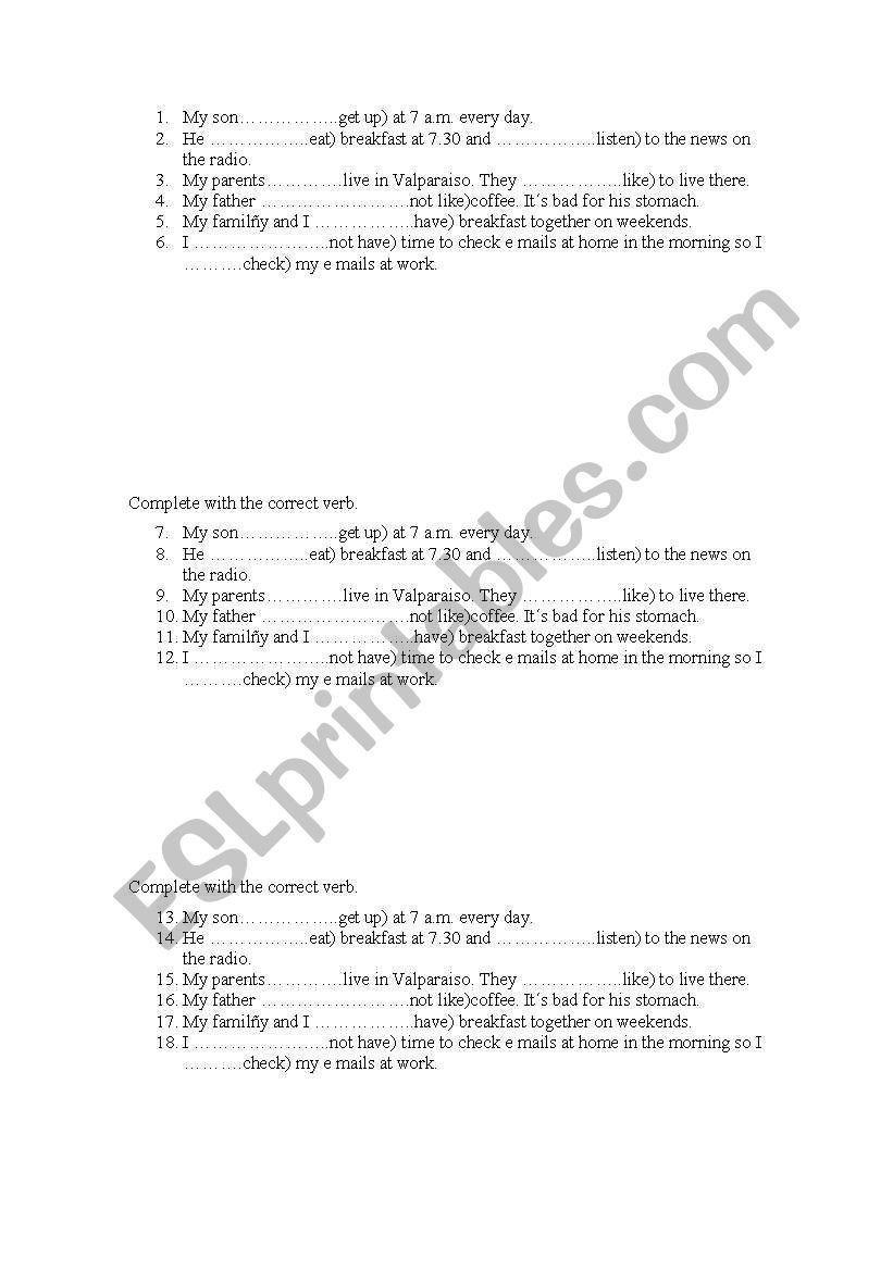 Simple Present Tense worksheet