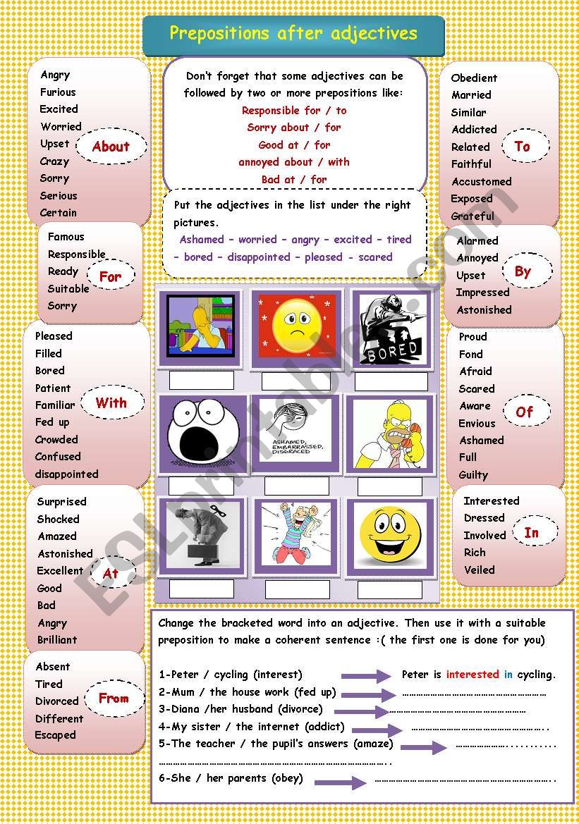 prepositions after adjectives worksheet