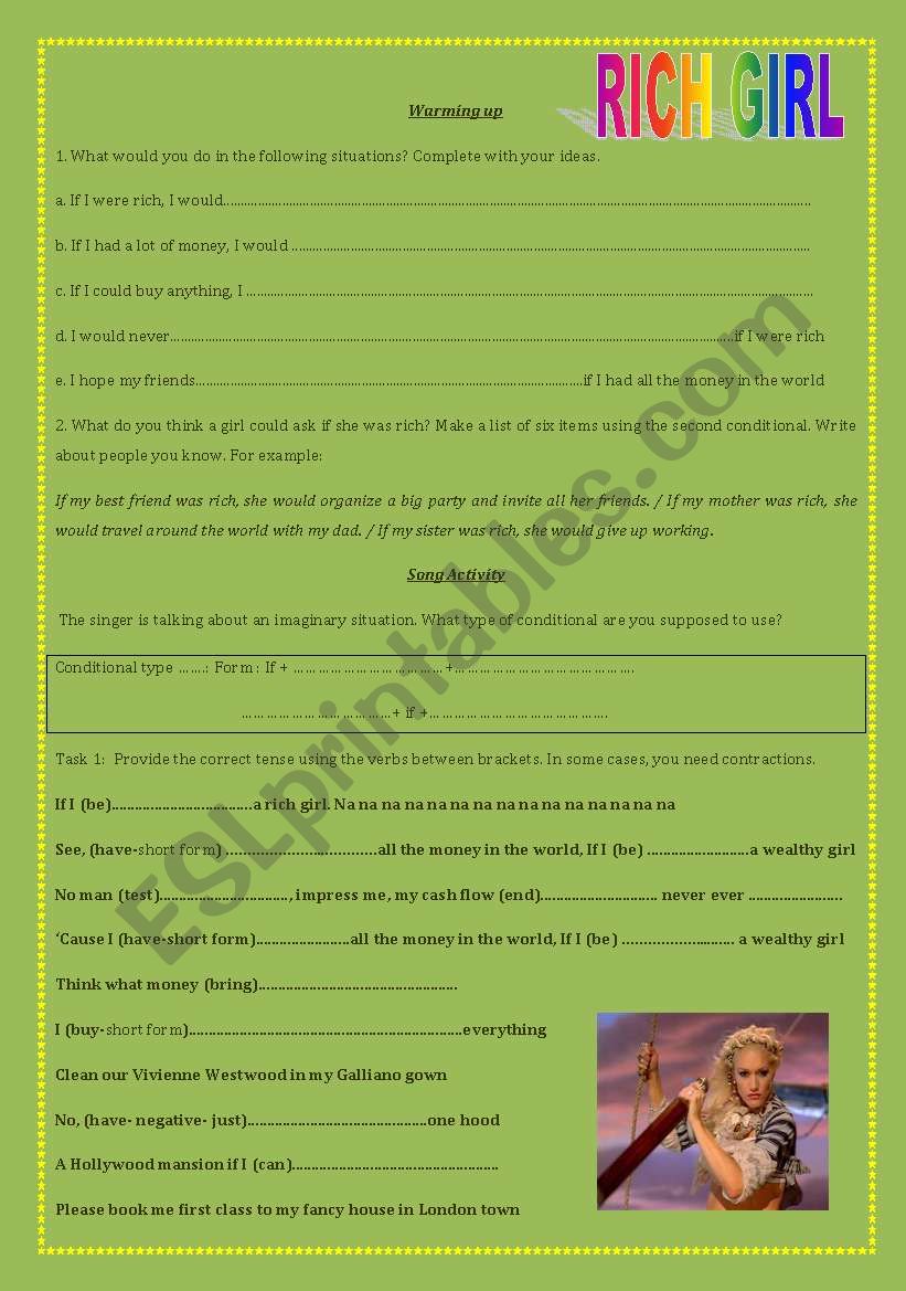 RICH GIRL by Gwen Stefani worksheet