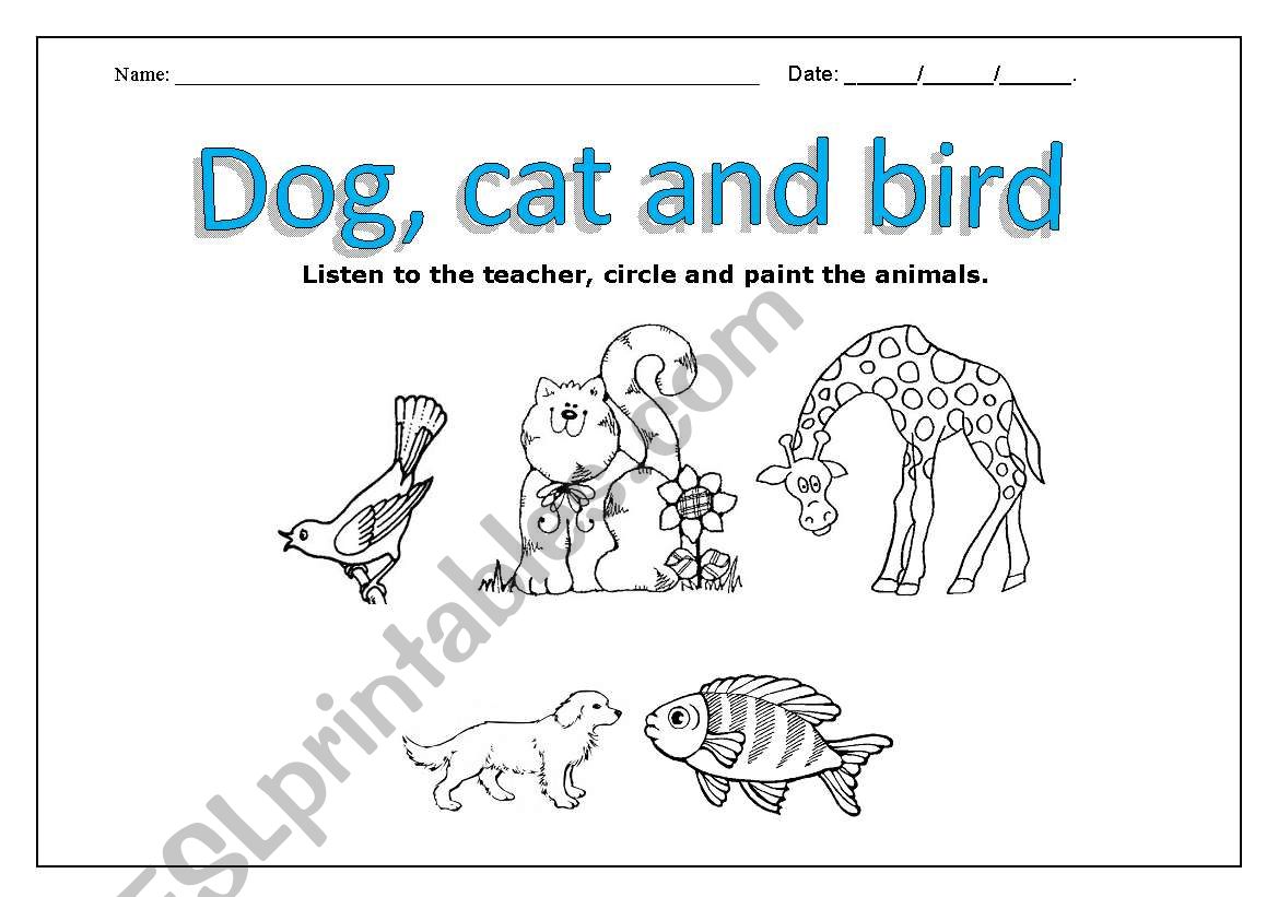 Pets worksheet