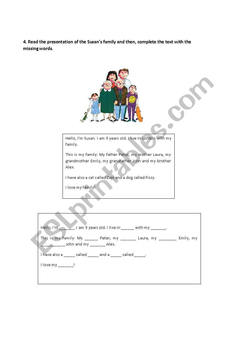 My famly worksheet