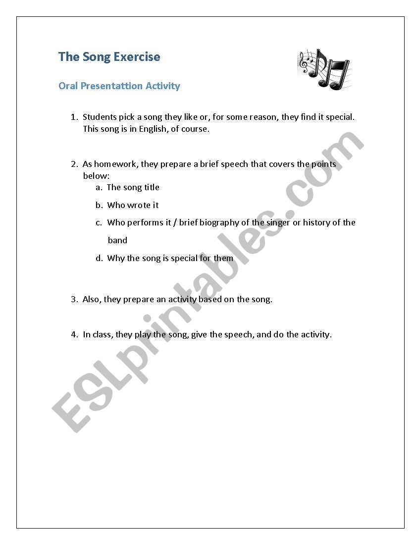 The Song Exercise worksheet