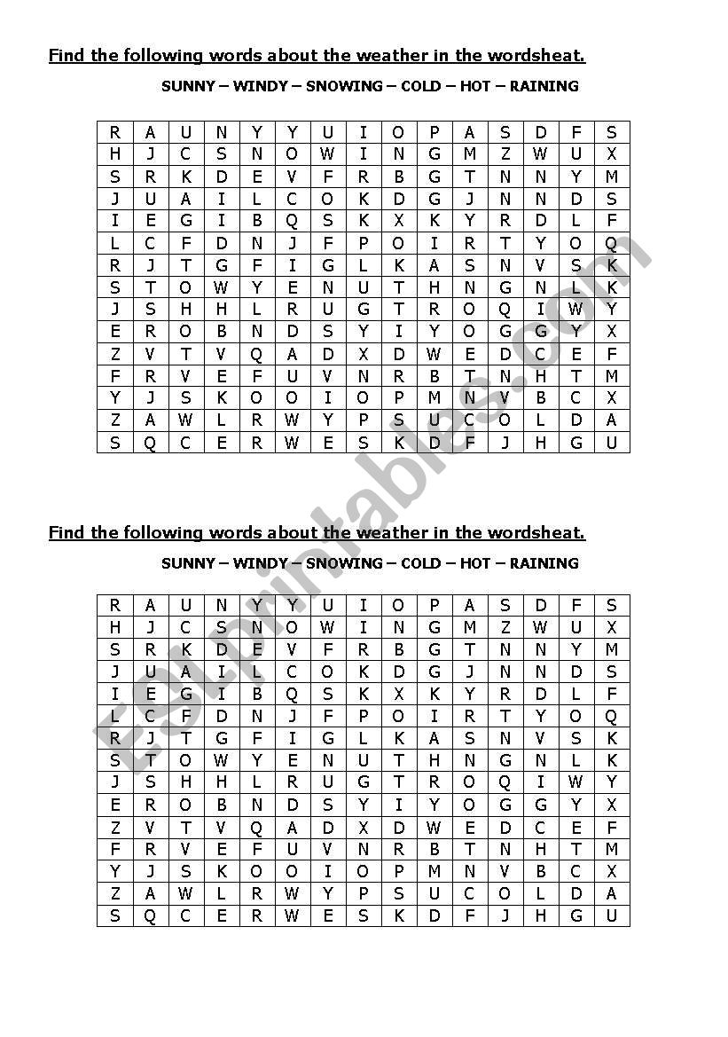 Weather worksheet