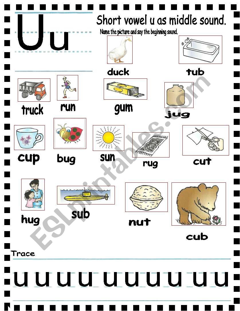 ABC Short vowel u worksheet