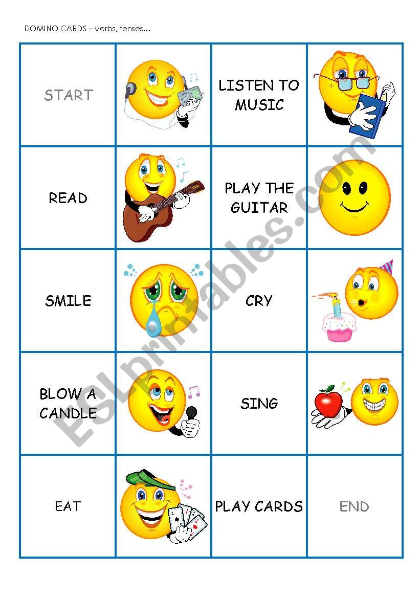 DOMINO CARDS - actions, tenses