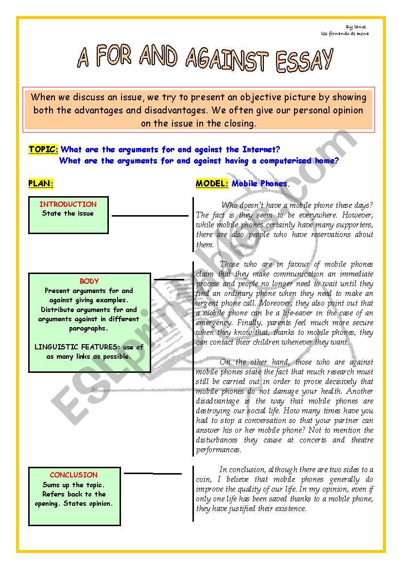 ARGUMENTATIVE ESSAY worksheet