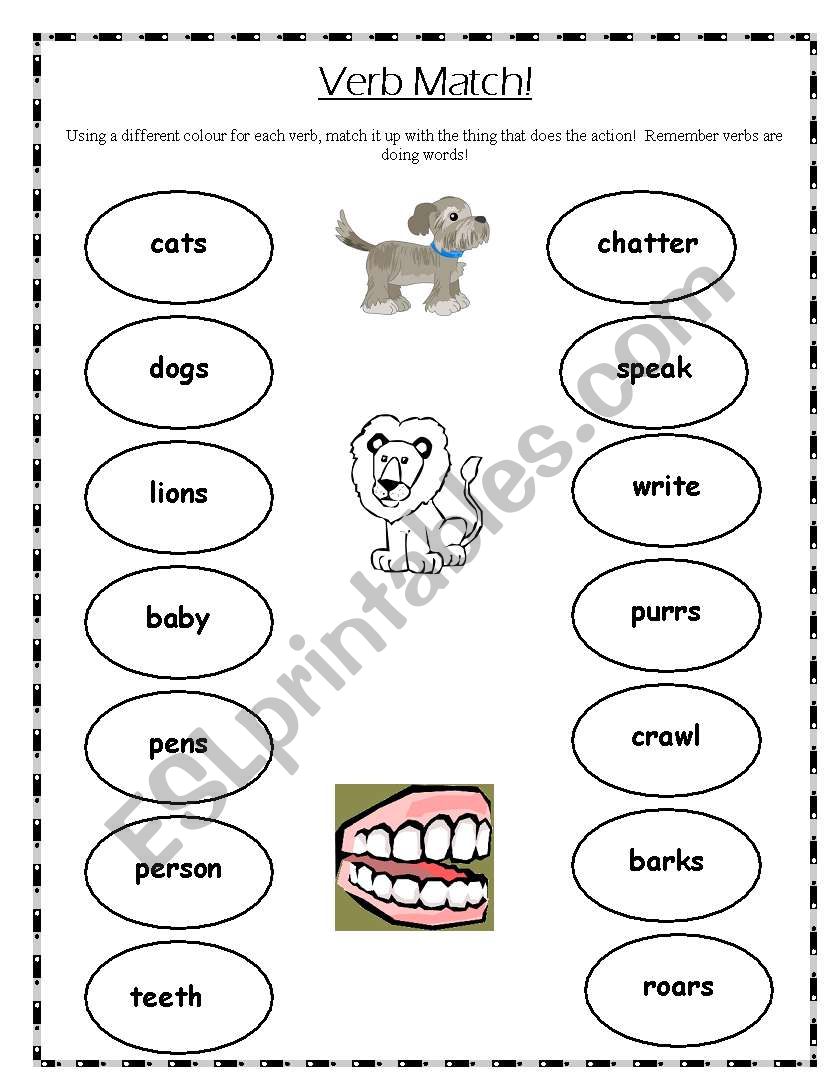 Verb Matching worksheet