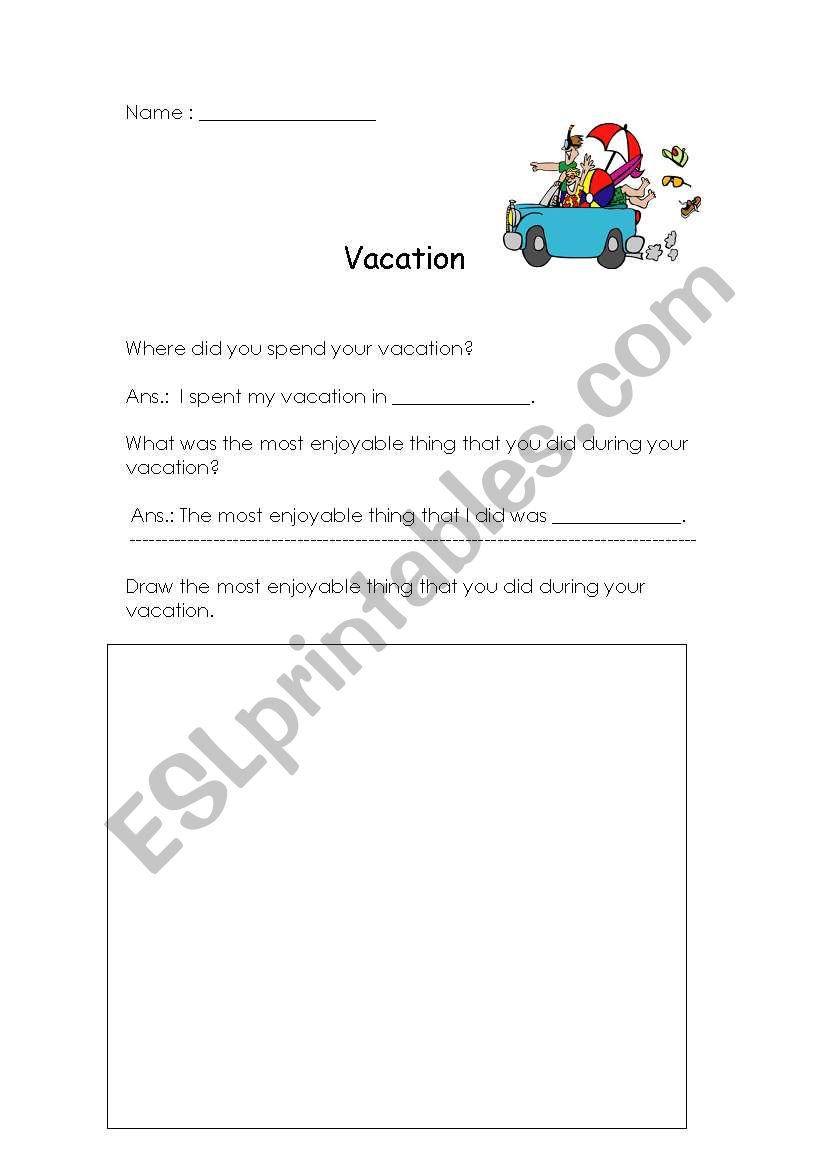 My  Best Vacation worksheet