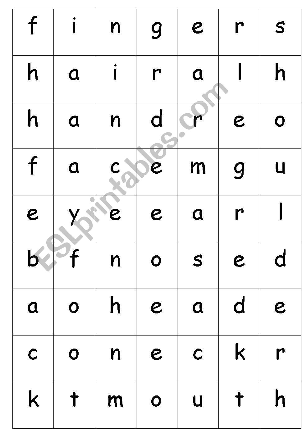 Sticky body worksheet