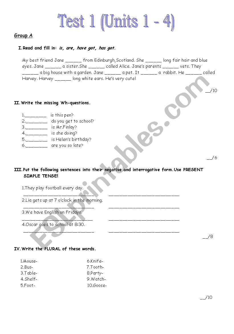 test 1 worksheet