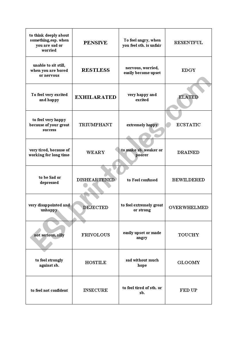 moods worksheet