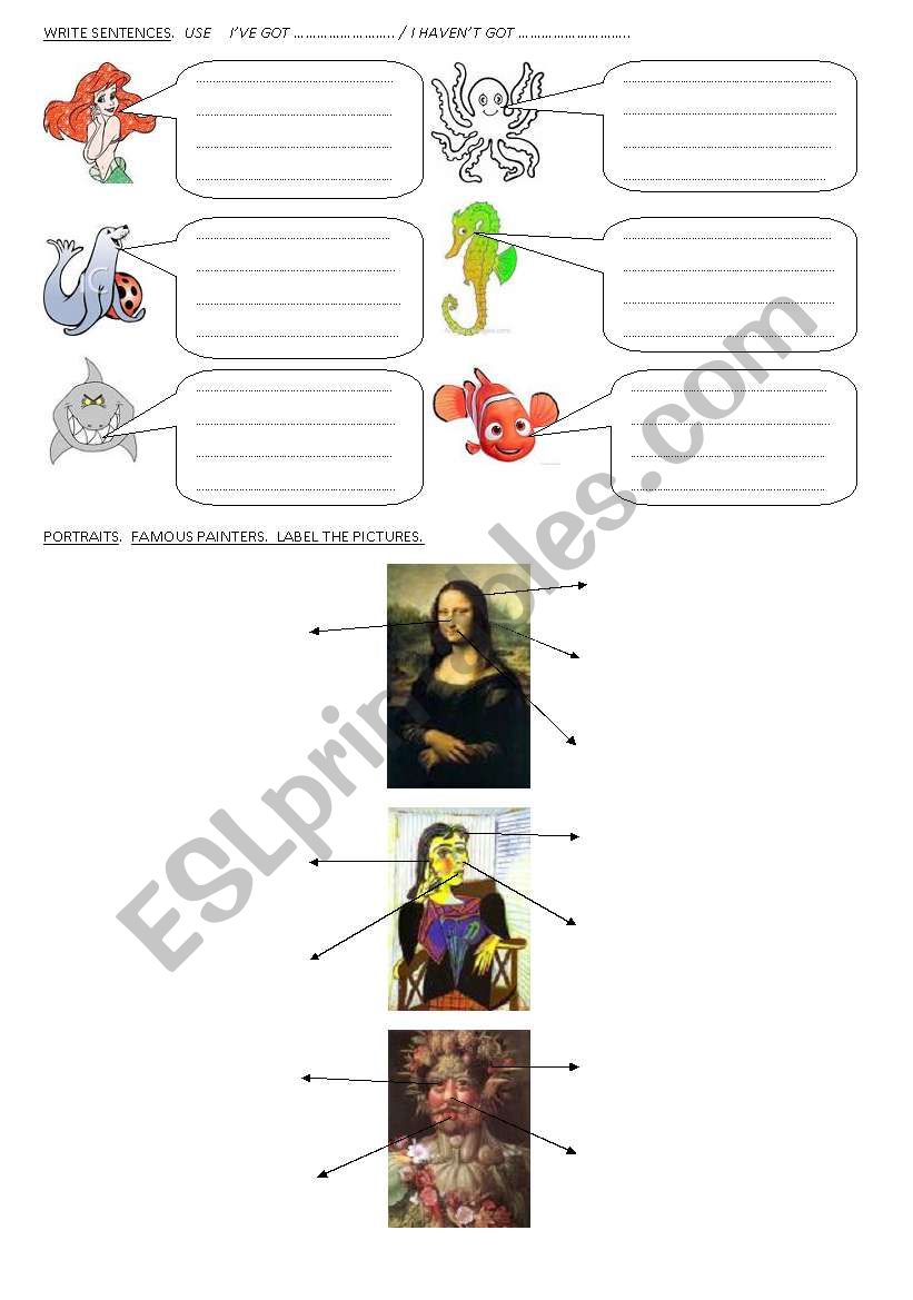 parts of the face worksheet