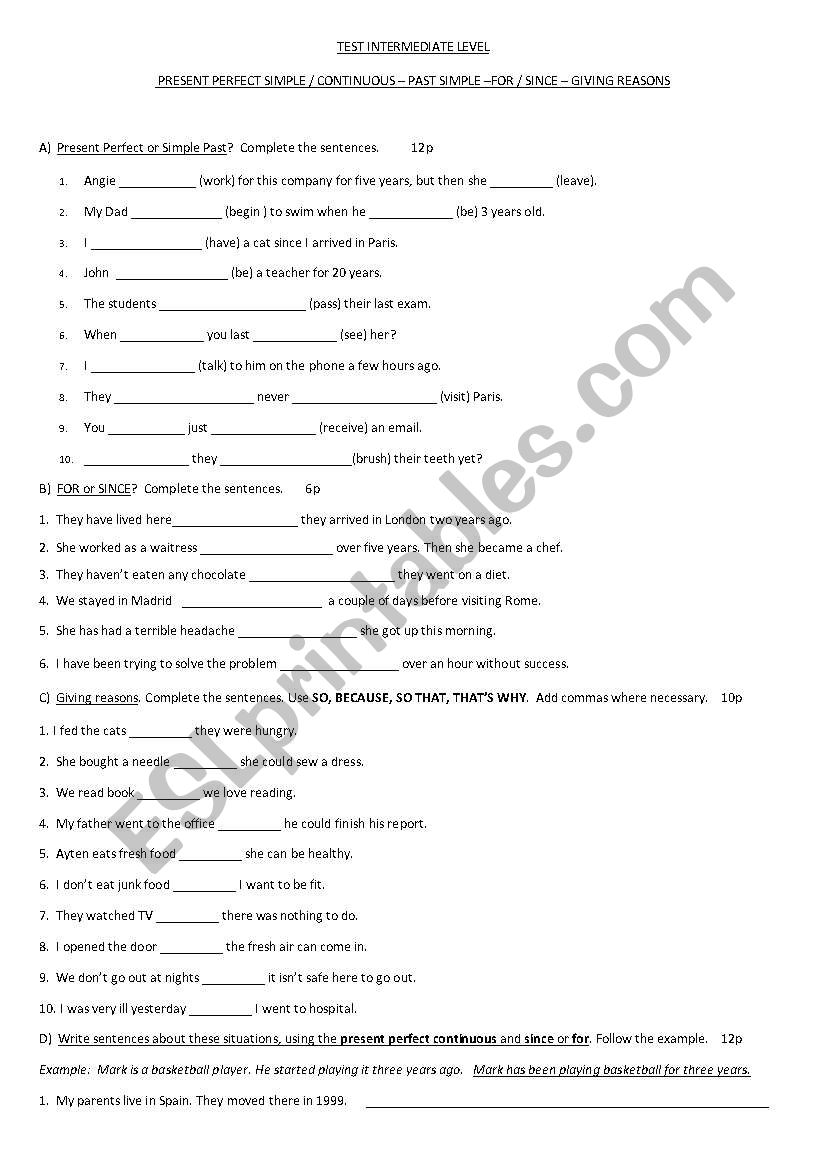 present perfect simple and continuous