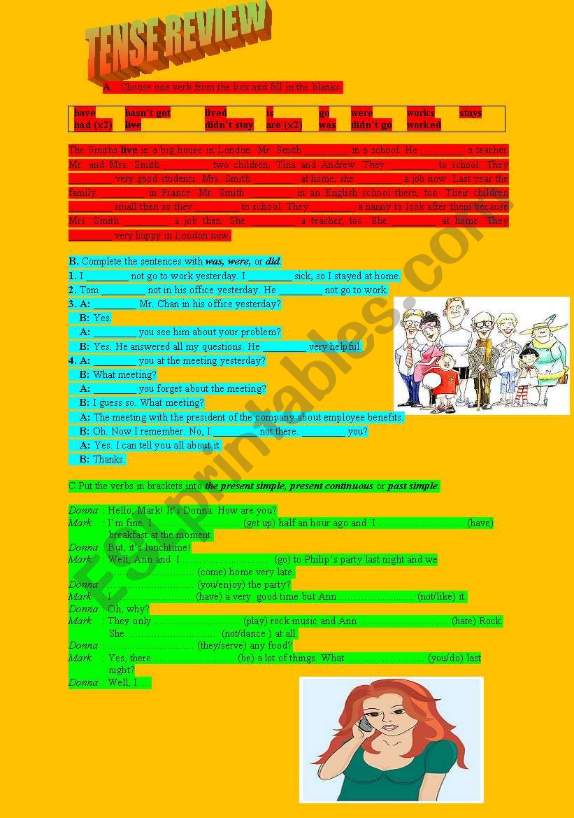tense review worksheet