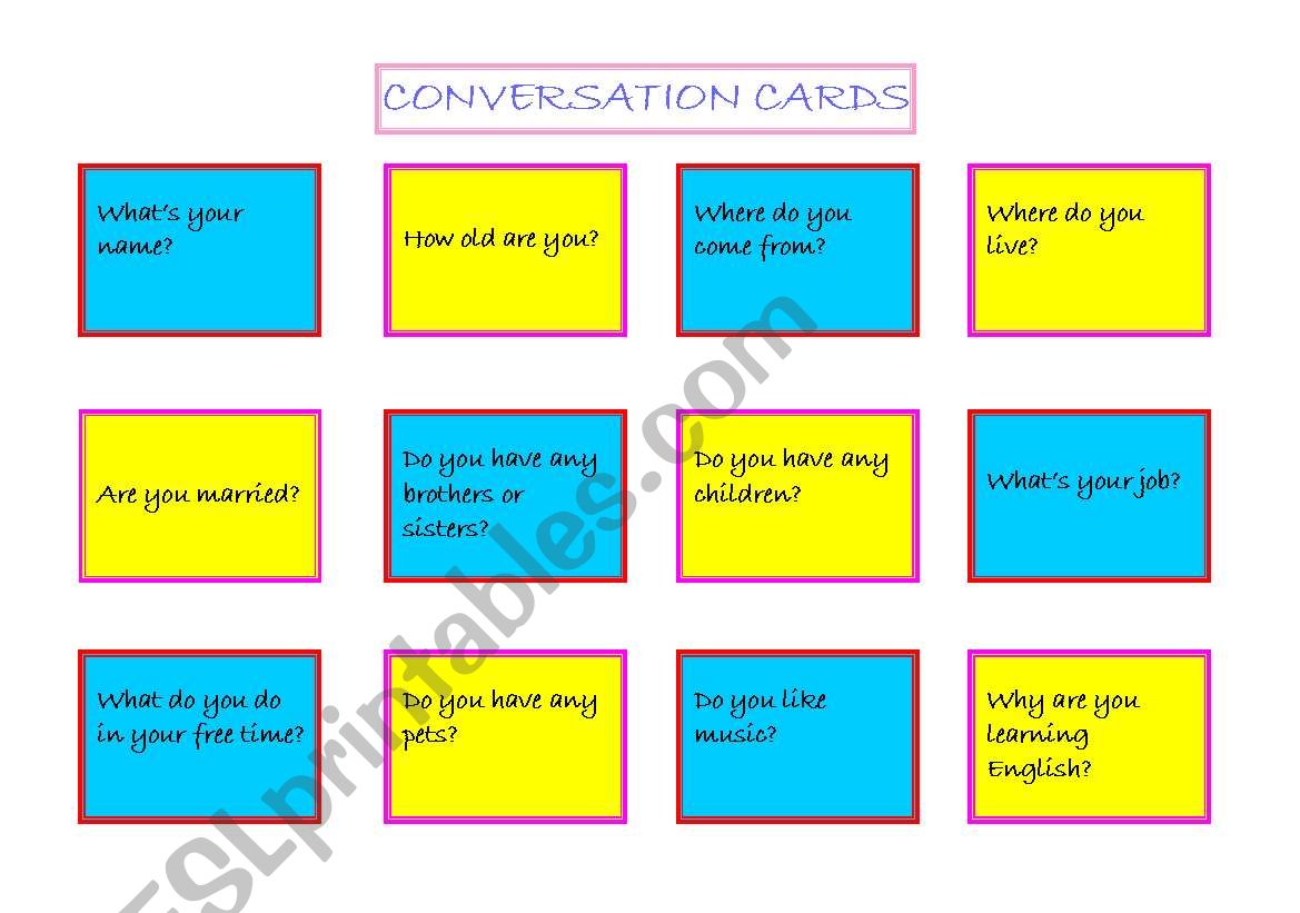 CONVERSATION CARDS 4 worksheet
