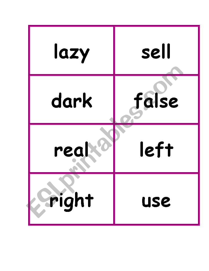 opposites worksheet