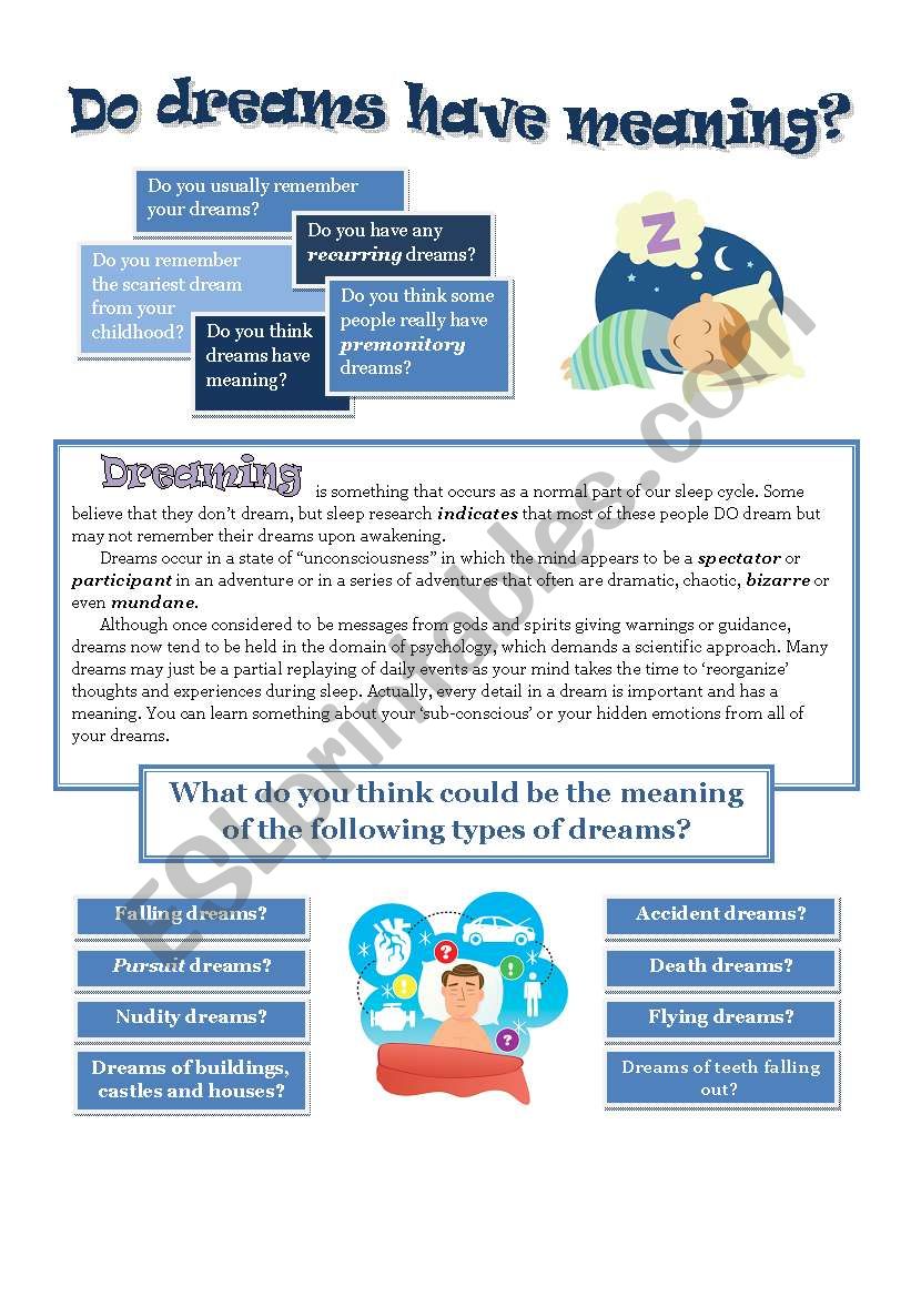 Do dreams have meaning? worksheet