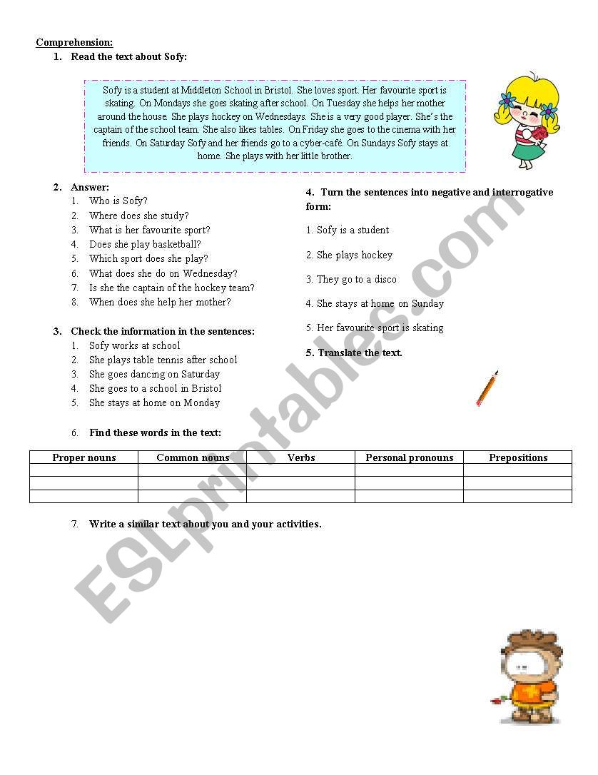 Sofy - Reading  worksheet