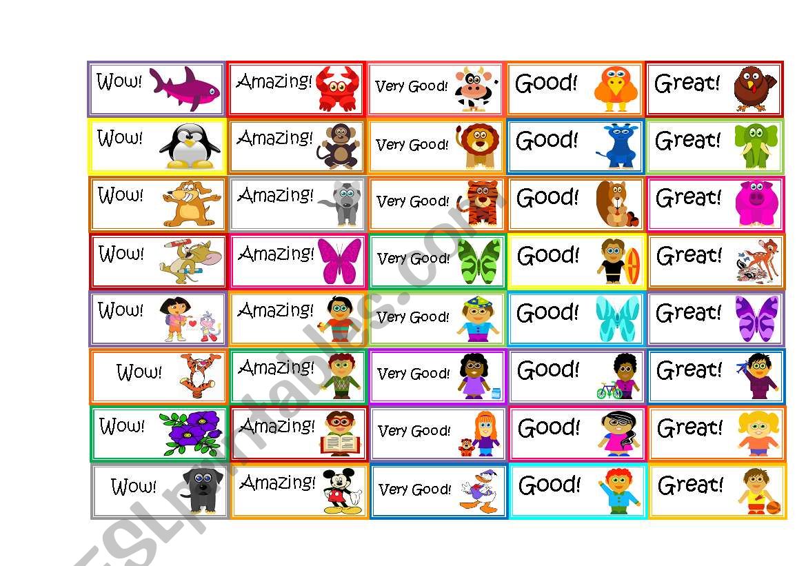 Stickers for your students worksheet