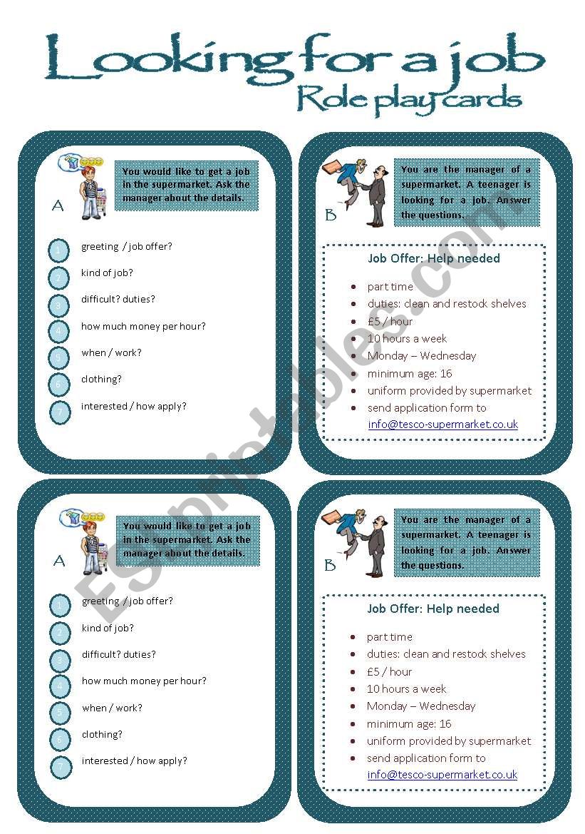 Stiera Kocky V kon Job Interview Role Play Cards Urobi Experiment 