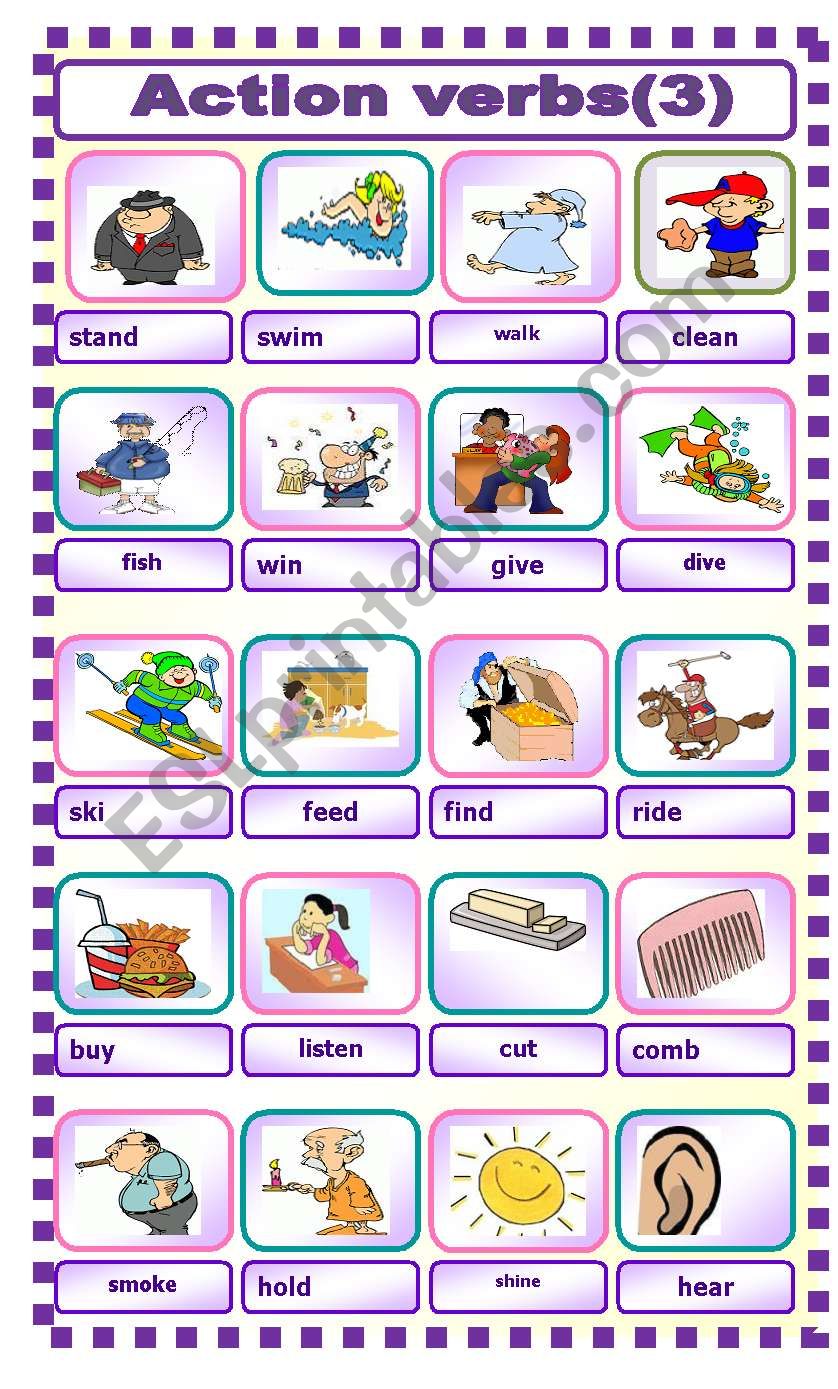 action verbs(3) worksheet