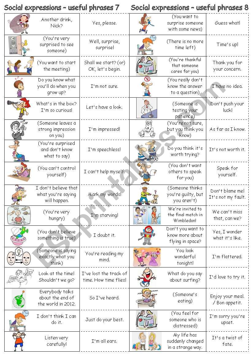 Social expressions - useful phrases 7 & 8