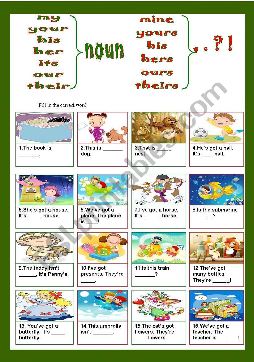 my- mine..... worksheet