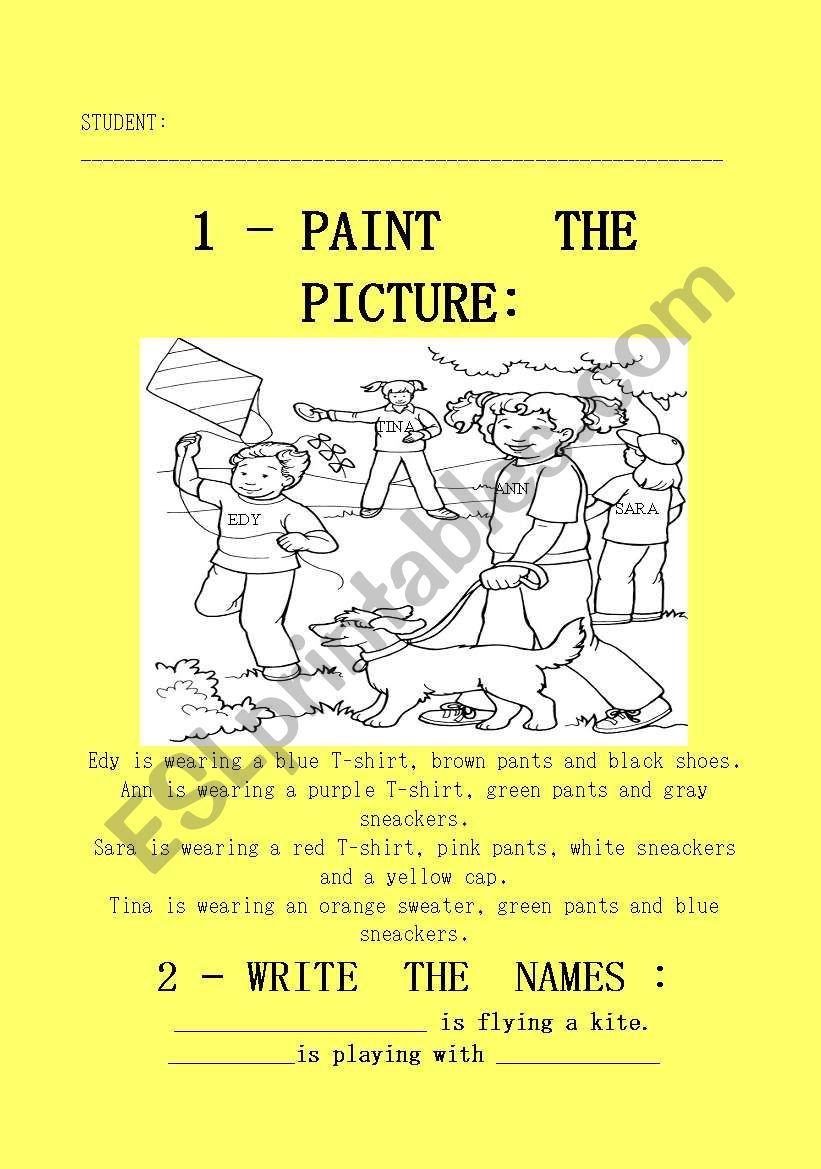 PAINT THE PICTURE worksheet