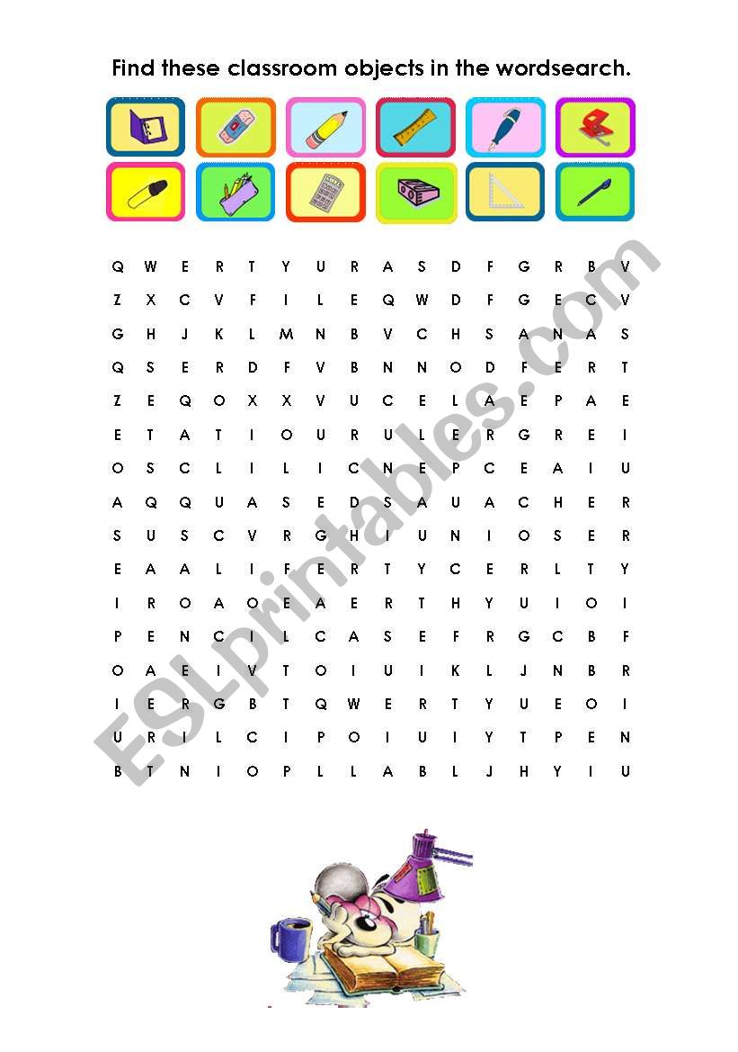 Classroom objects wordsearch (part 2)