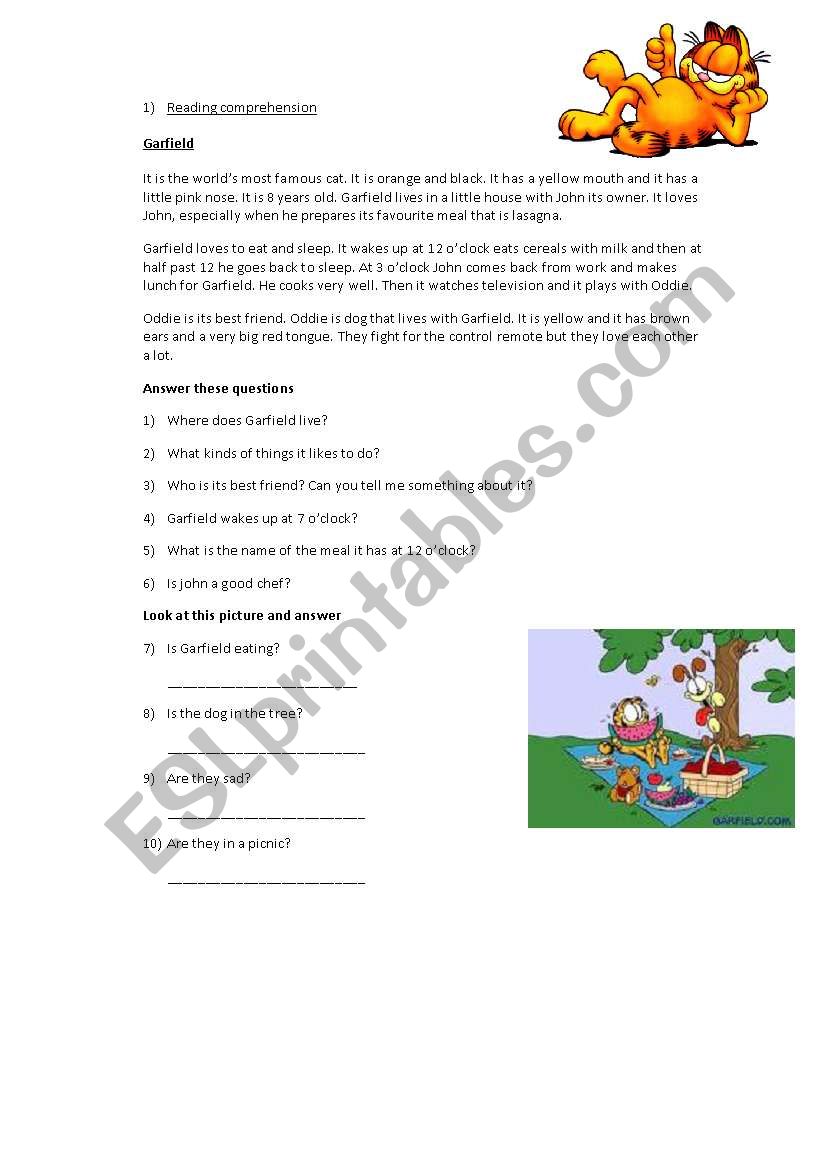 Garfield worksheet