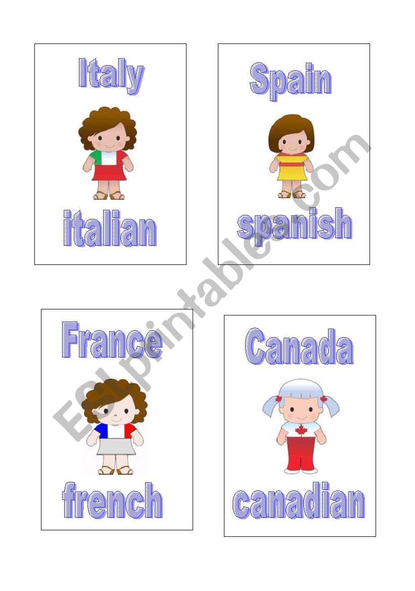 Countries and nationalities worksheet