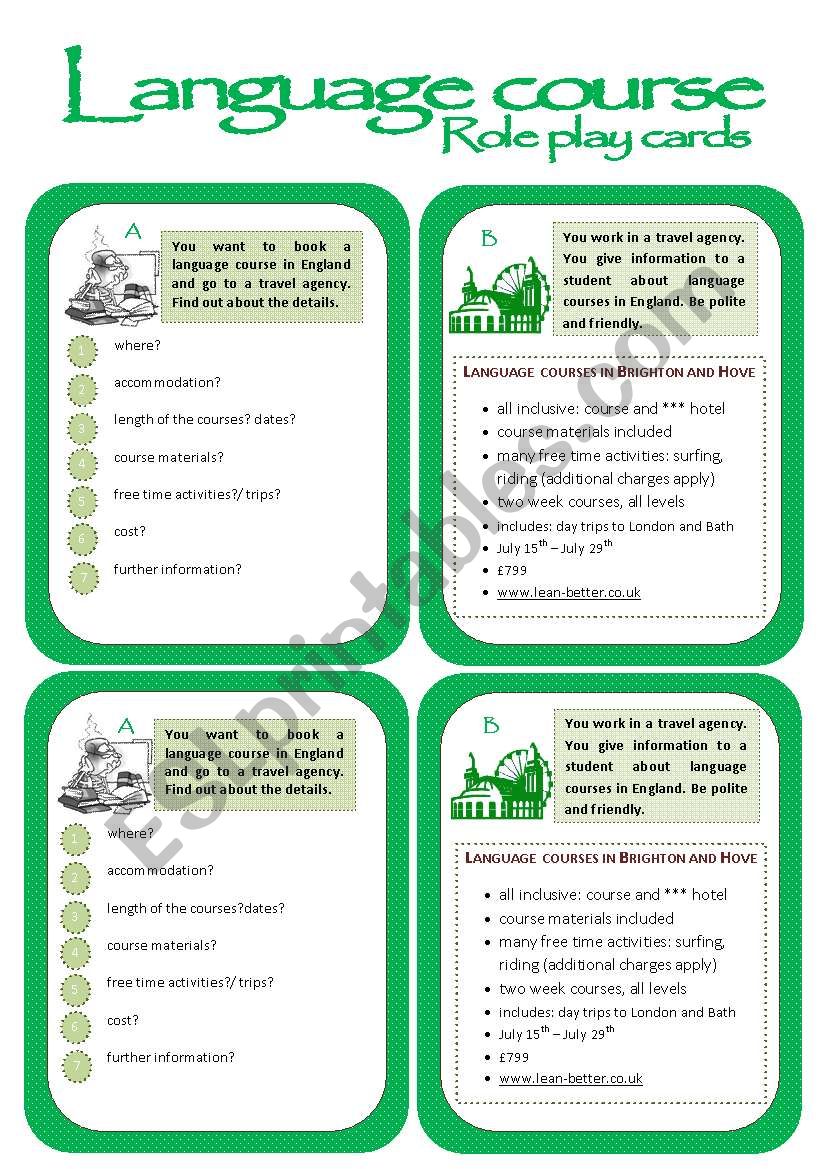 Role play cards series: A language course