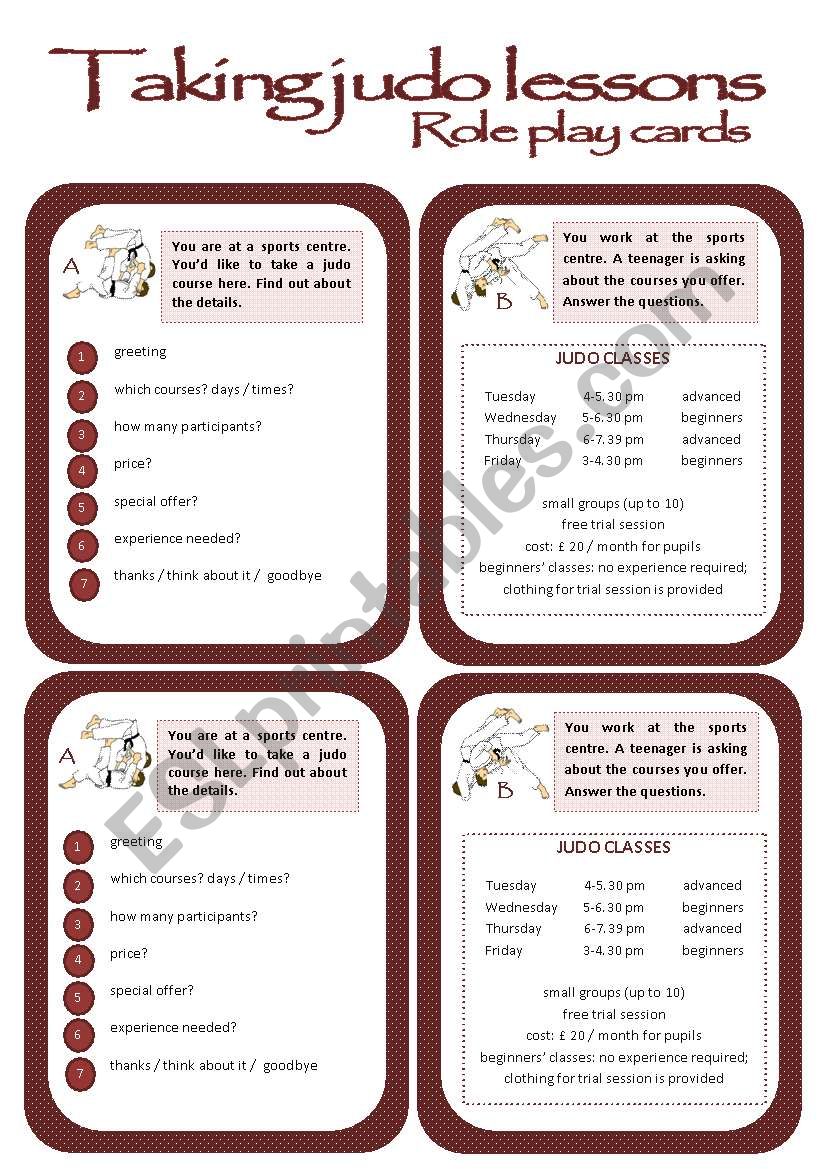 Role play cards series: Judo lessons