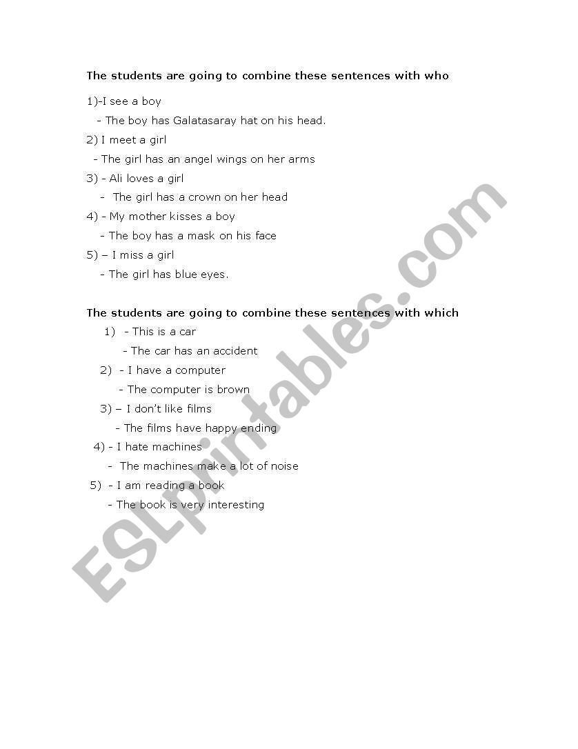 relative clause worksheet