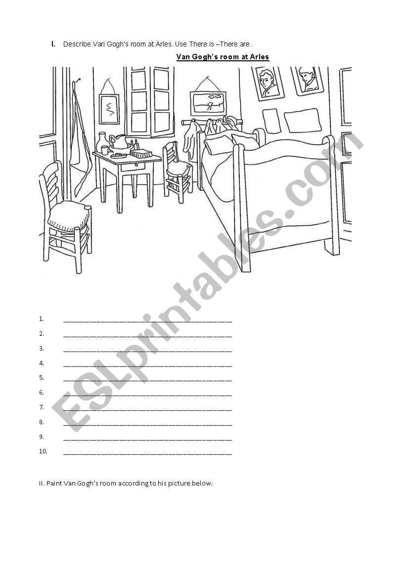 VAN GOGHS ROOM AT ARLES worksheet