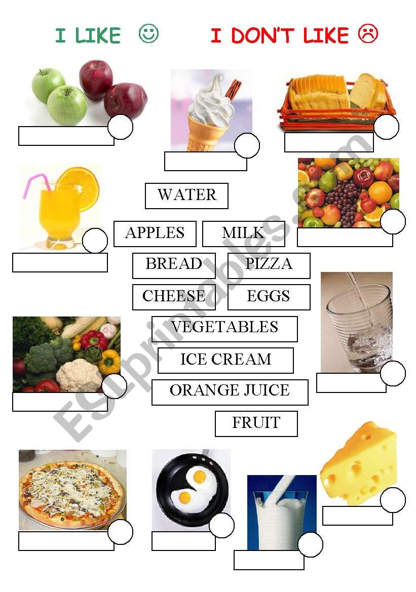 I don t like apple. I like i don't like food. Food like don't like Worksheet. Food i like i don`t like упражнения для детей. Worksheets продукты 3 класс.