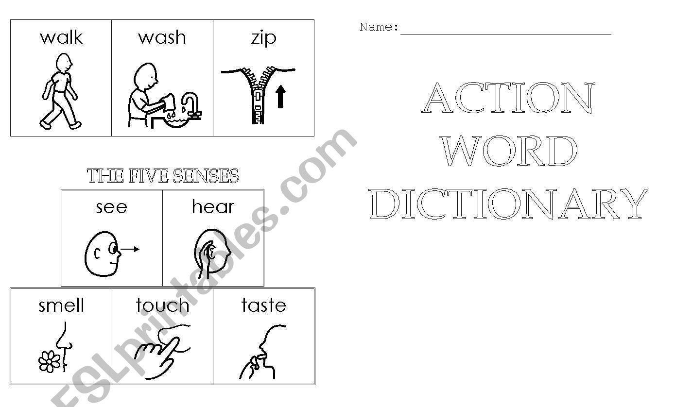Action Word Dictionary for beginning writers