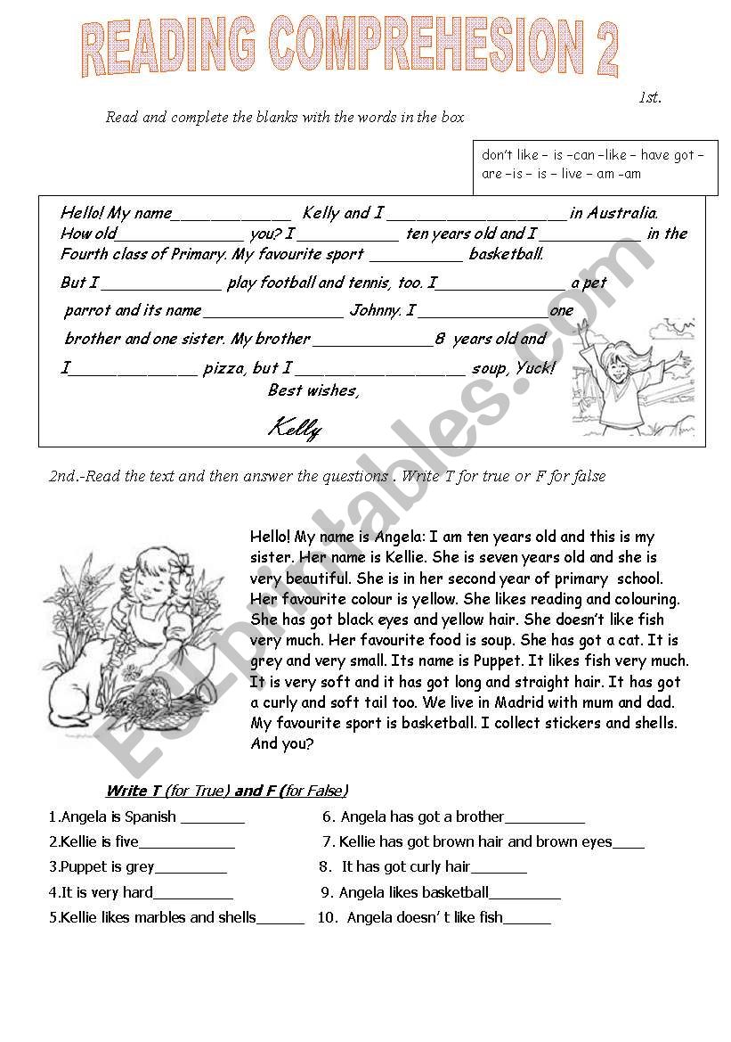 reading comprehension 2 worksheet