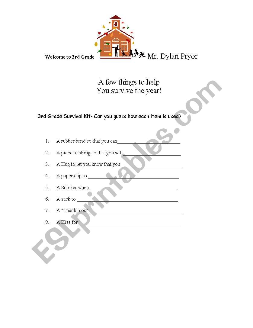 Survival Kit; a welcome to ____ Grade