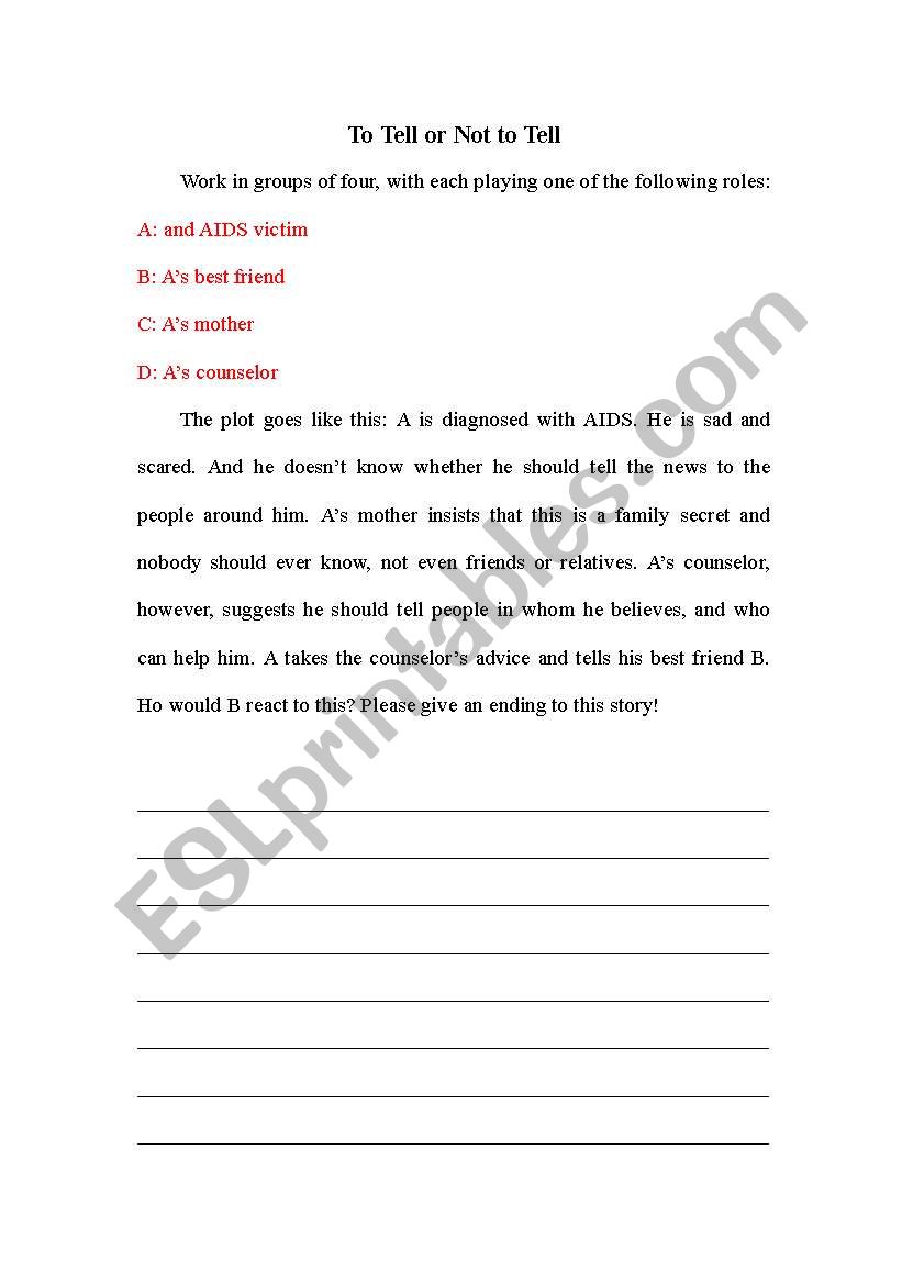 To Tell or Not to Tell worksheet