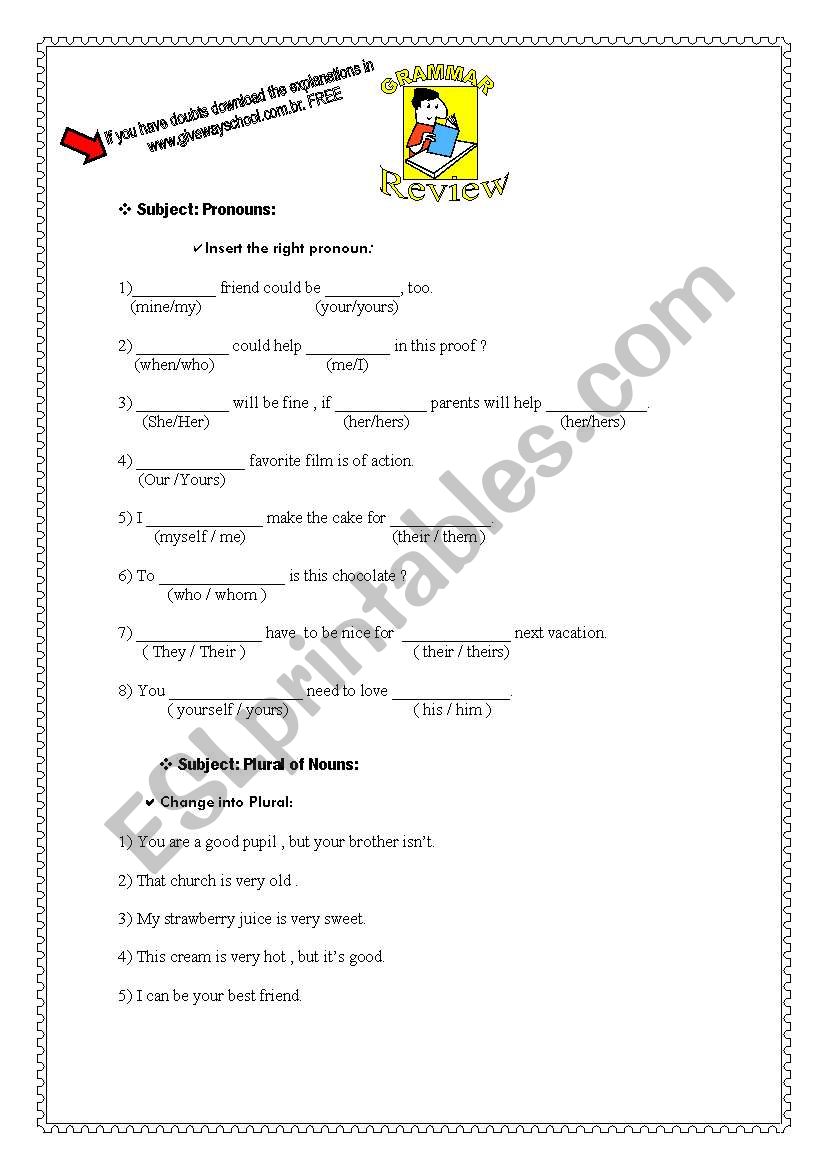 Grammar Review worksheet