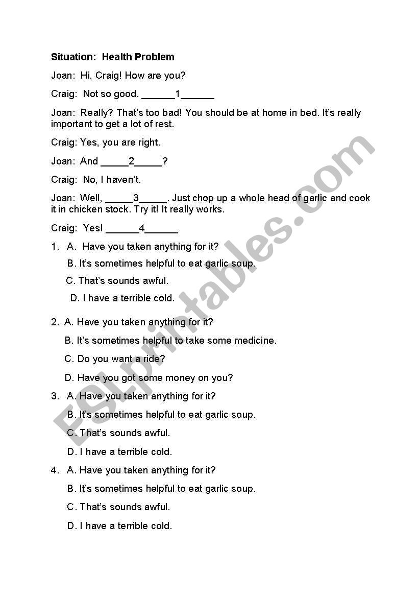 HEALTH worksheet