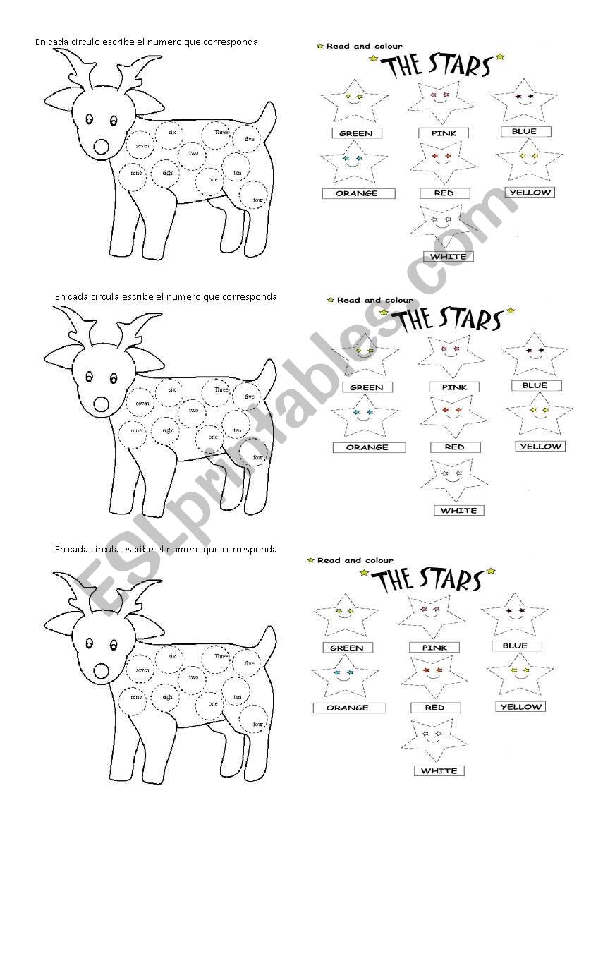 Colours and numbers worksheet