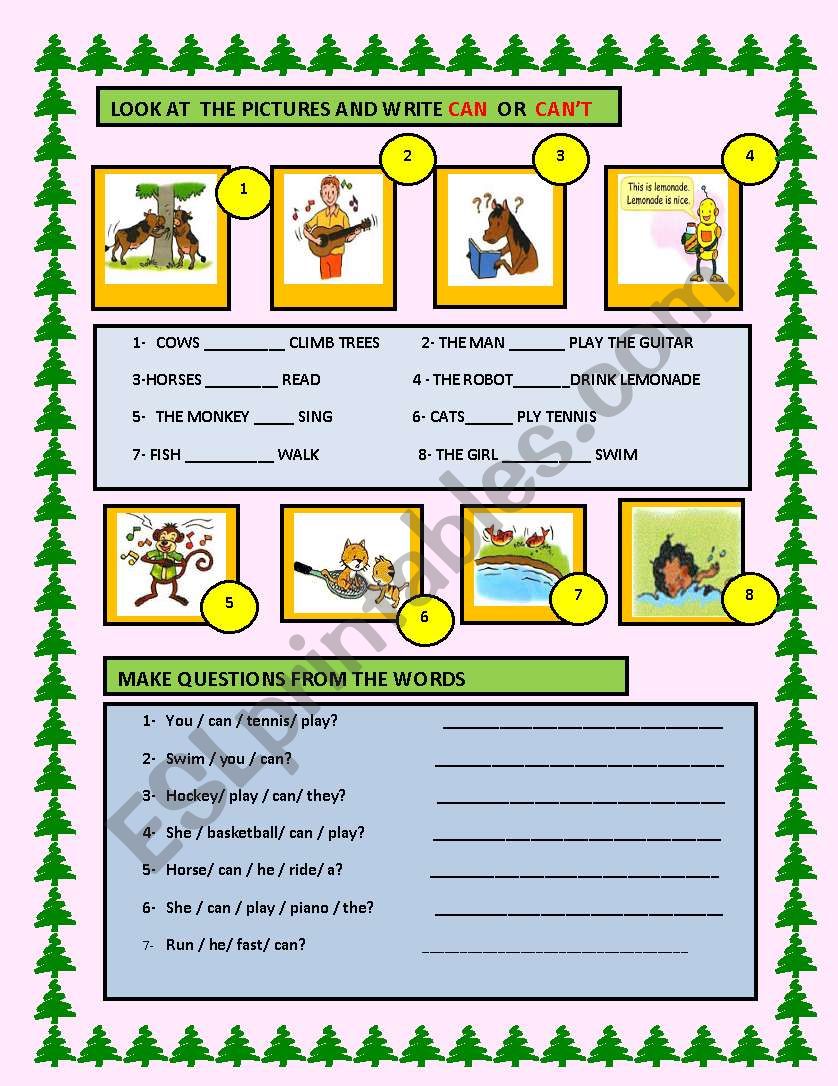 can -cant worksheet