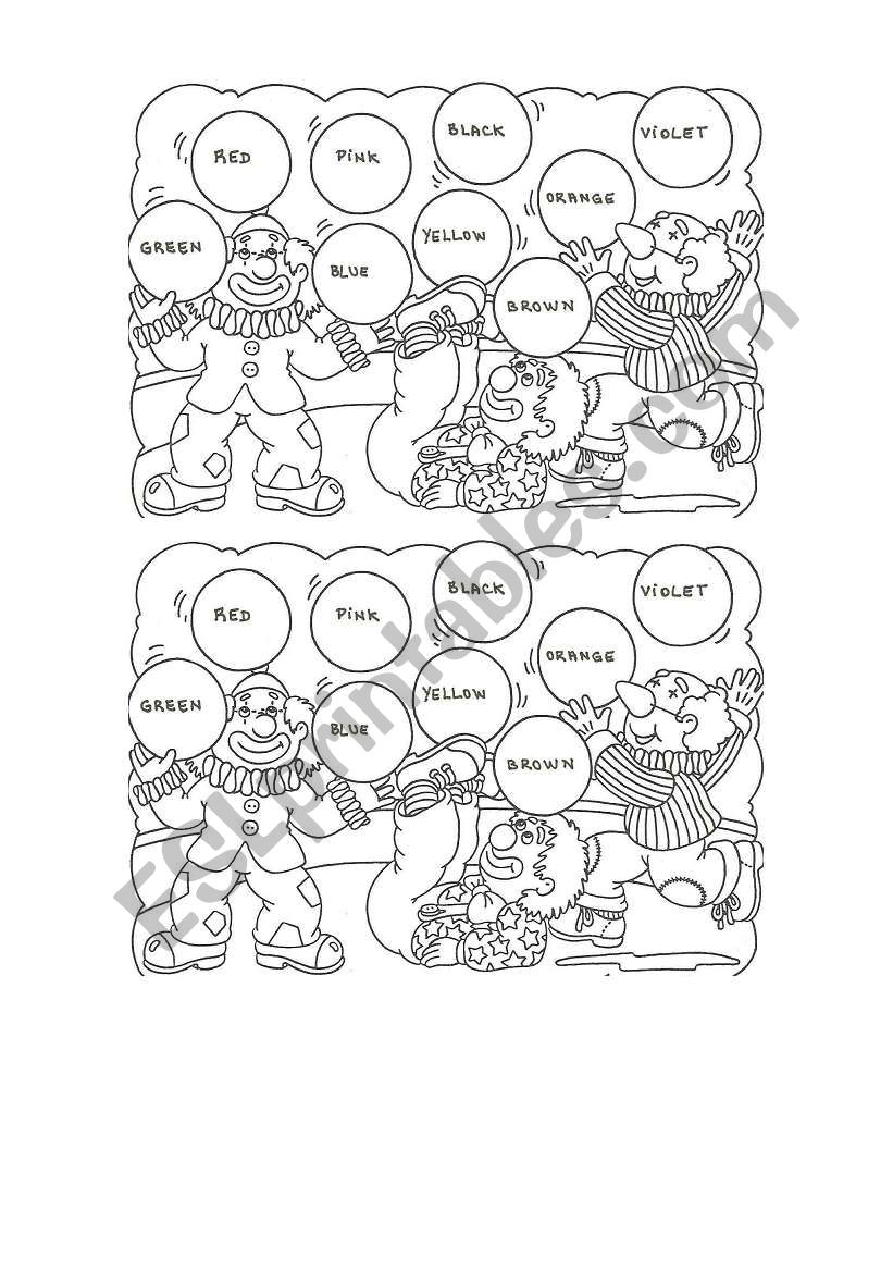 Colours Clowns worksheet