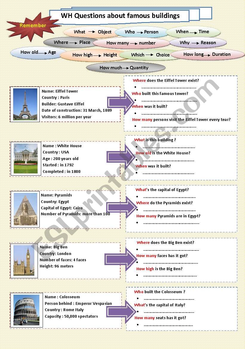 WH questions worksheet