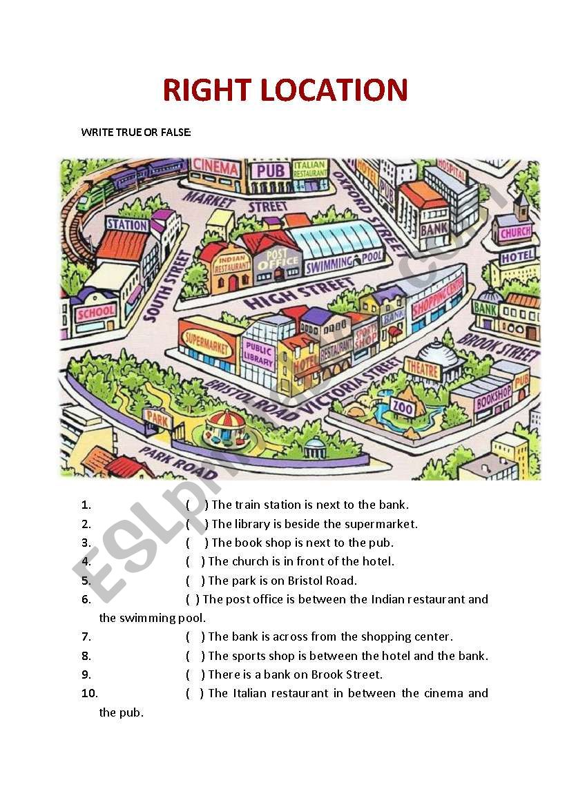 Right Location worksheet